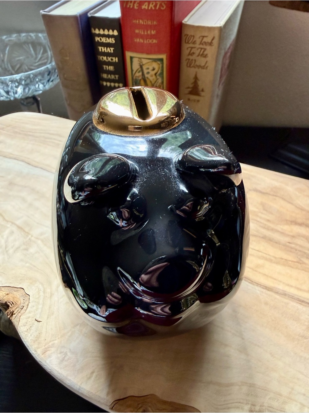 Harley Davidson Ceramic Piggy Bank Black Gold Motorcycle Decor 2002 - Picture 3 of 6